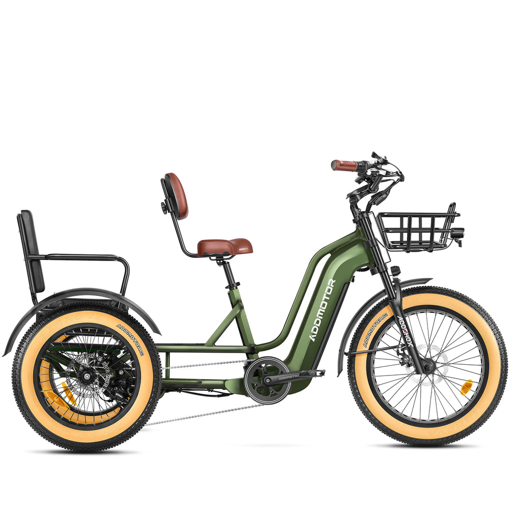 Addmotor Greattan L Dual Battery Electric Trike with Passenger Seat Fat Tire 750W Built in Battery Design Electric Tricycle Neptune Blue
